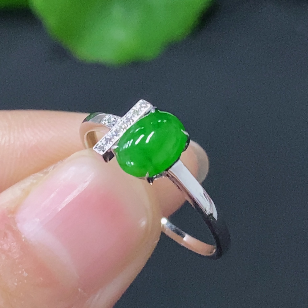 F24781321 Jadeite Inlaid Ring 18k Gold Inlaid Total Weight Approx. 1.21g Size 12