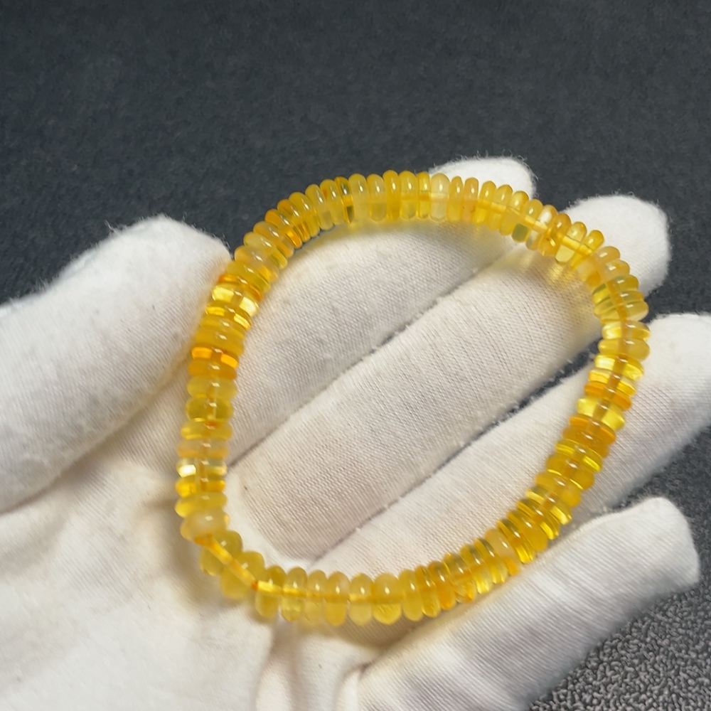 C34009394 Amber Beeswax Bracelet Total Weight Approx. 5.69g Size About 6.8mm