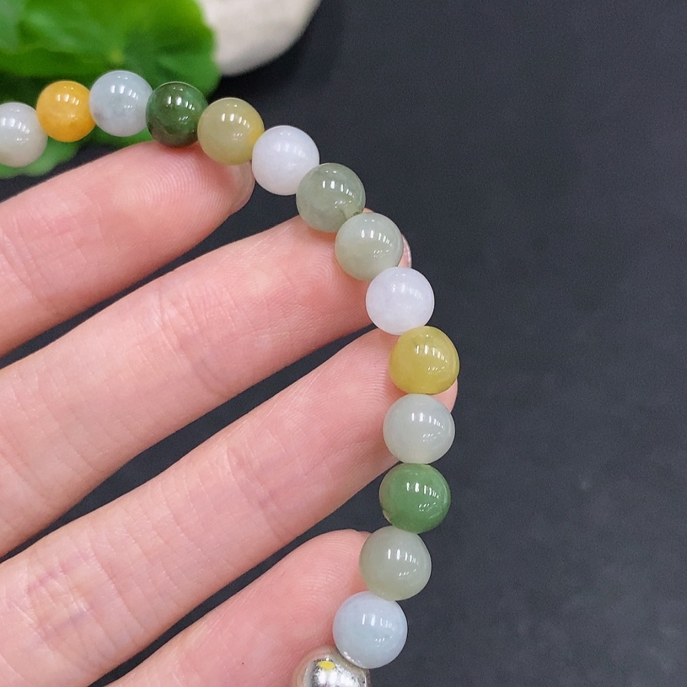 F35078337 Jadeite Bracelet Non-Gold Inlaid Total Weight Approx.17g Size Approx.6.8mm