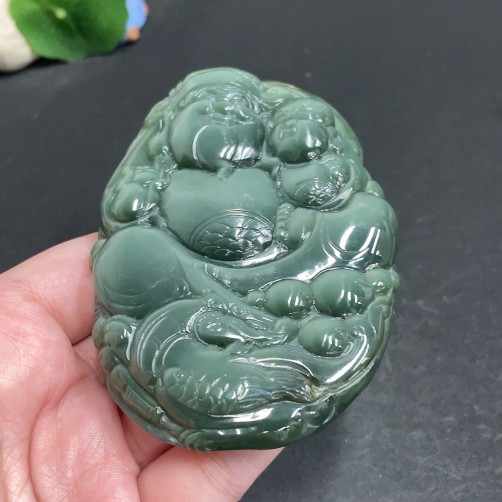 H30487042 Hetian Jade Handheld Piece - Wealth and Fortune - Total Weight Approx. 210.9g