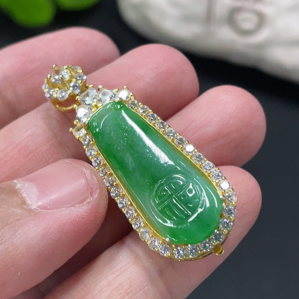 F32754760 Jadeite Inlay Piece Non-Gold Inlay Total Weight Approx. 7.22g