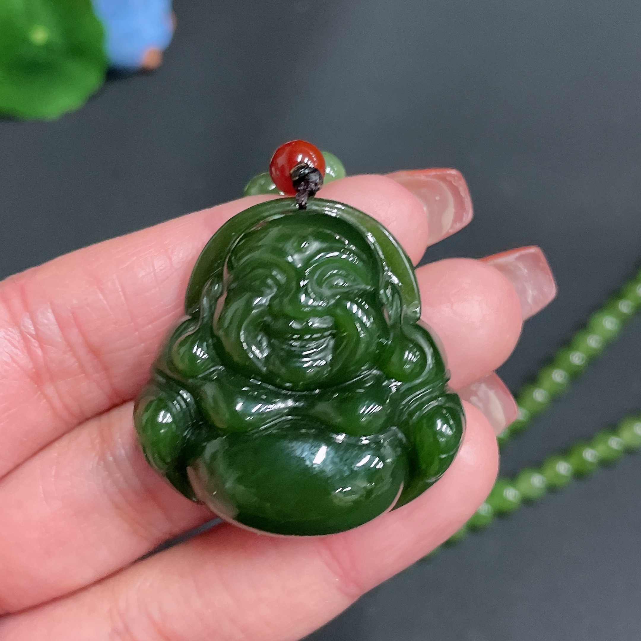 H25839279 Hetian Jade Pendant - Buddha - Total Weight Approx. [Including Chain] 66.4g - Beads Not Hetian Jade