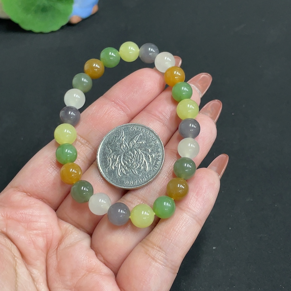 H35118229 Hetian Jade Bead Necklace Approx. 7.6mm Total Weight Approx. 17.8g