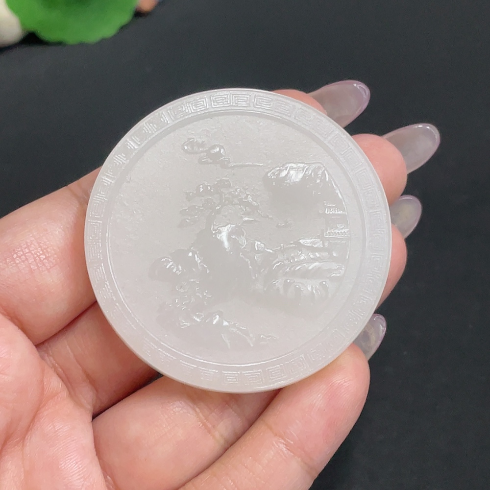 H34956581 Hetian Jade Pendant Landscape Total Weight Approx. 44.7g