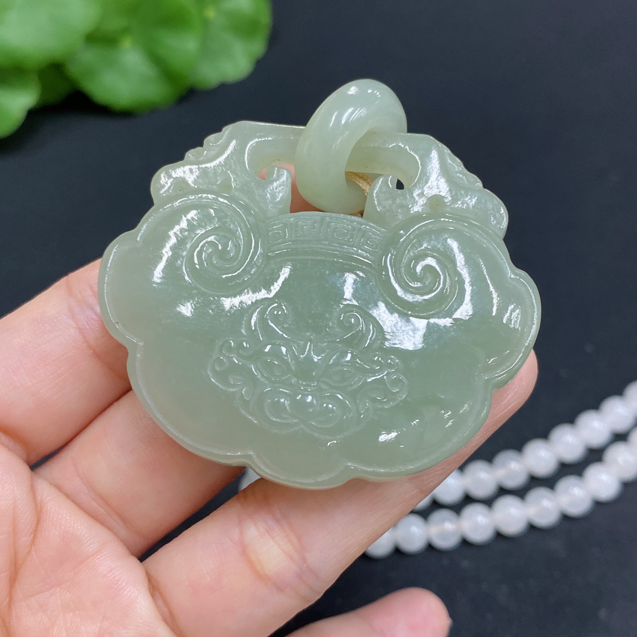 H34015585 Hetian Jade Pendant Antique Piece Total Weight Approx. (including chain, chain not Hetian Jade) 87.2g