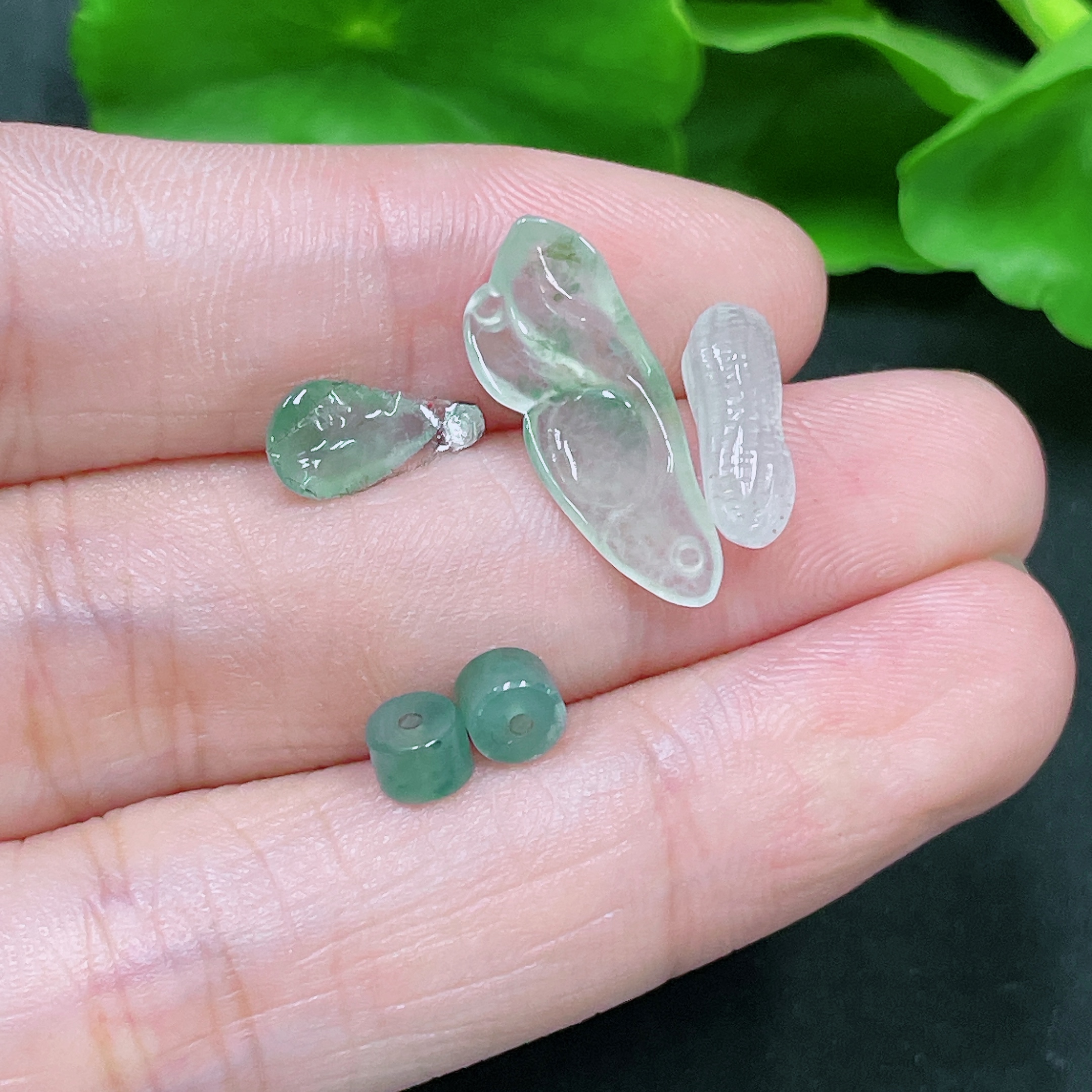 F34958004 Jadeite inlay piece,戒面, fish, water drop, peanut, bead