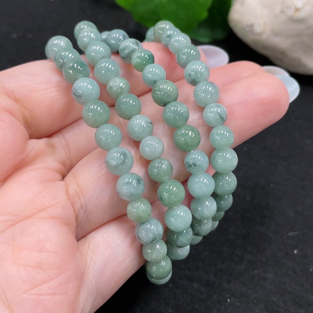 F33873724 Jadeite Bead Necklace Approximately 6.5mm Total Weight About 45.3g