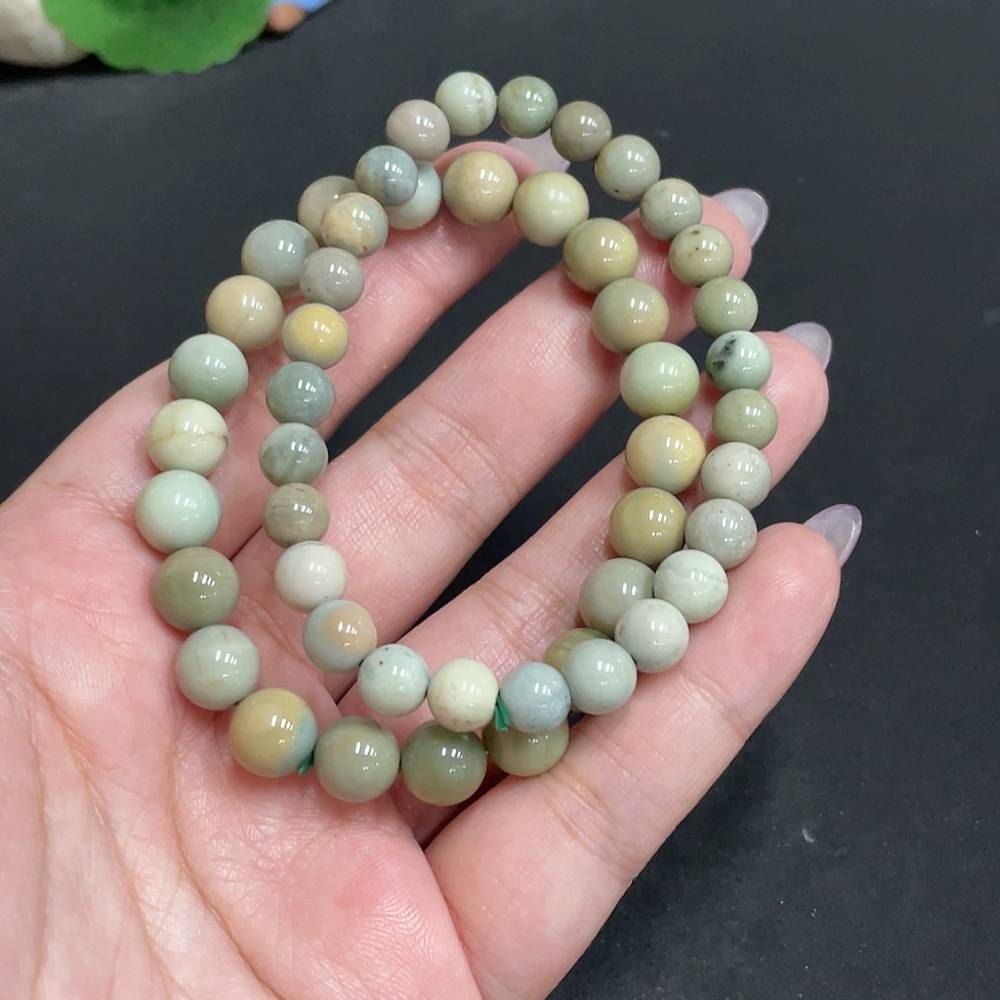 H33863200 Alashan Agate Bracelet, Approx. 8.3 mm Beads, Contains Other Mineral Components, Total Weight Approx. 32.2g