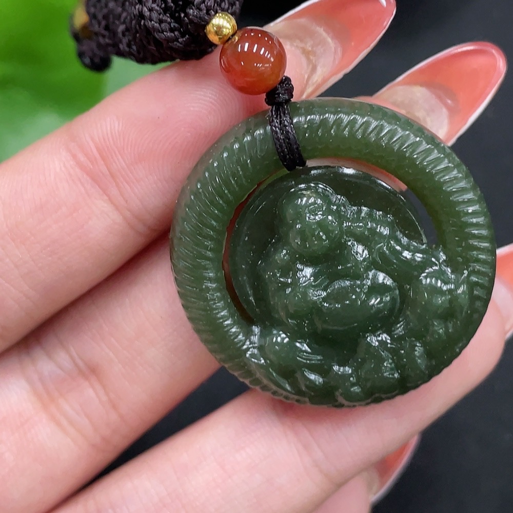 H34062774 Hetian Jade Pendant Buddha with Non-Hetian Jade Beads Total Weight (including cord) Approx. 14.3g