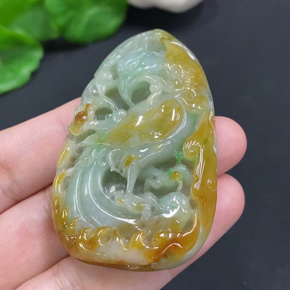 F34962716 Phoenix Pendant (Total Weight: Approx. 28.9g, Yellow Color Origin Undetermined)