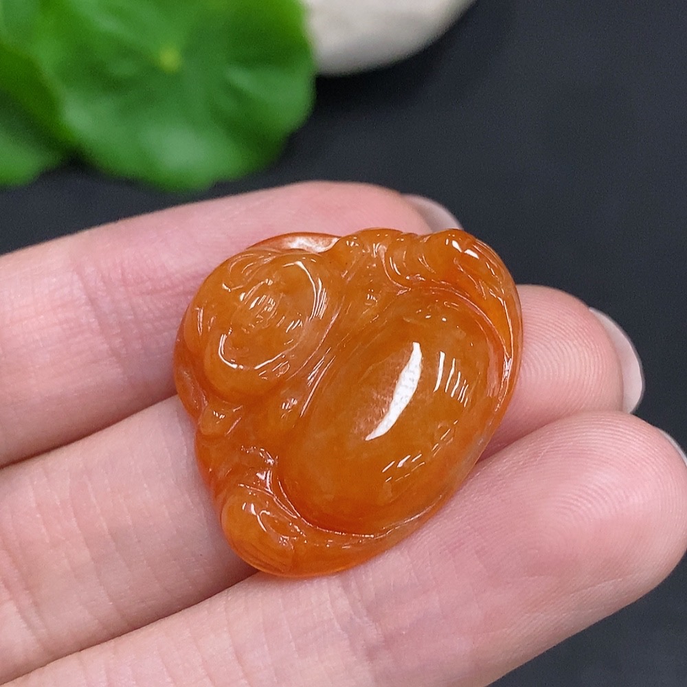 F34002094 Jadeite Buddha Pendant, Total Weight Approx. 5.3g, Yellow Color Origin Undetermined