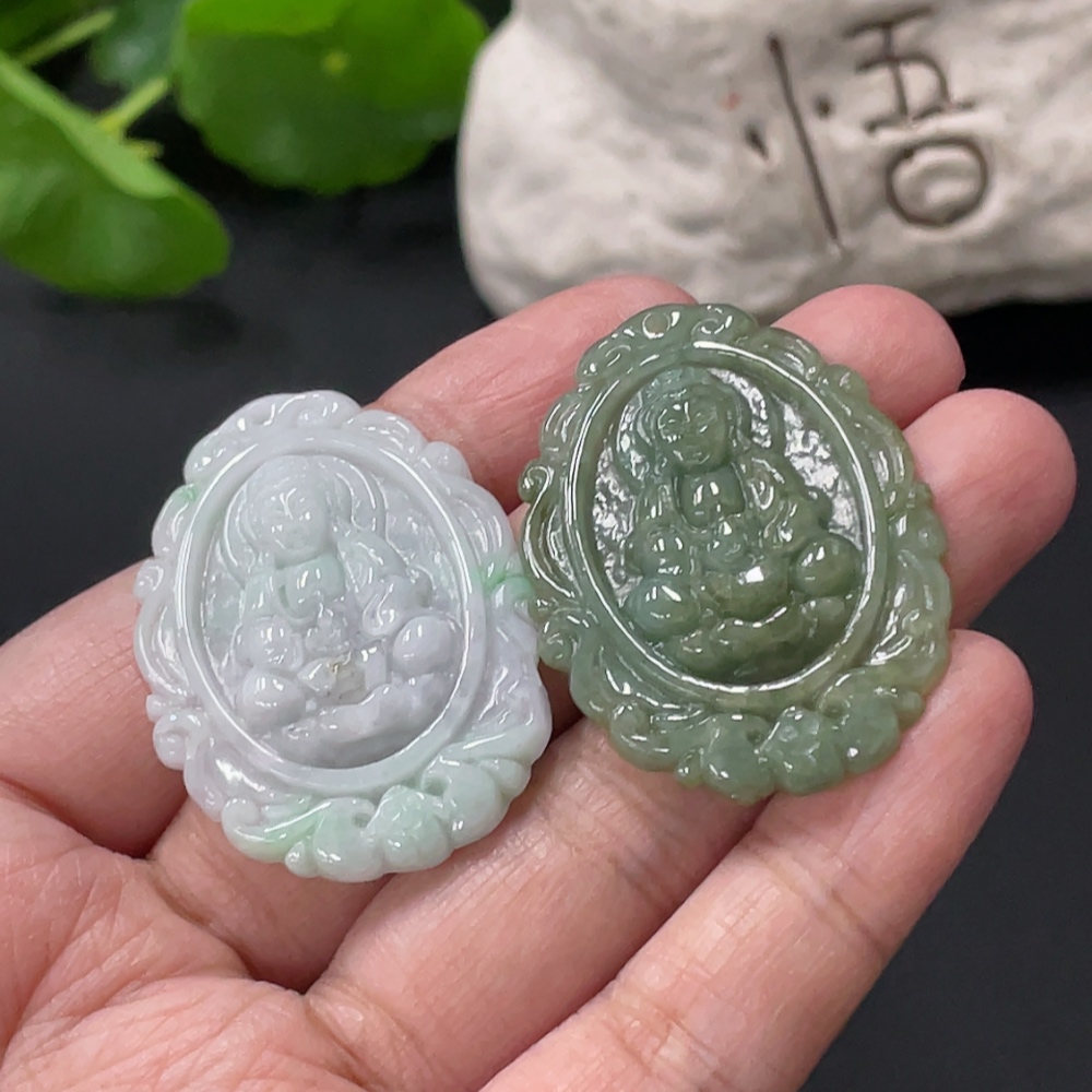 F34058547 Jadeite Pendant Guanyin Plaque