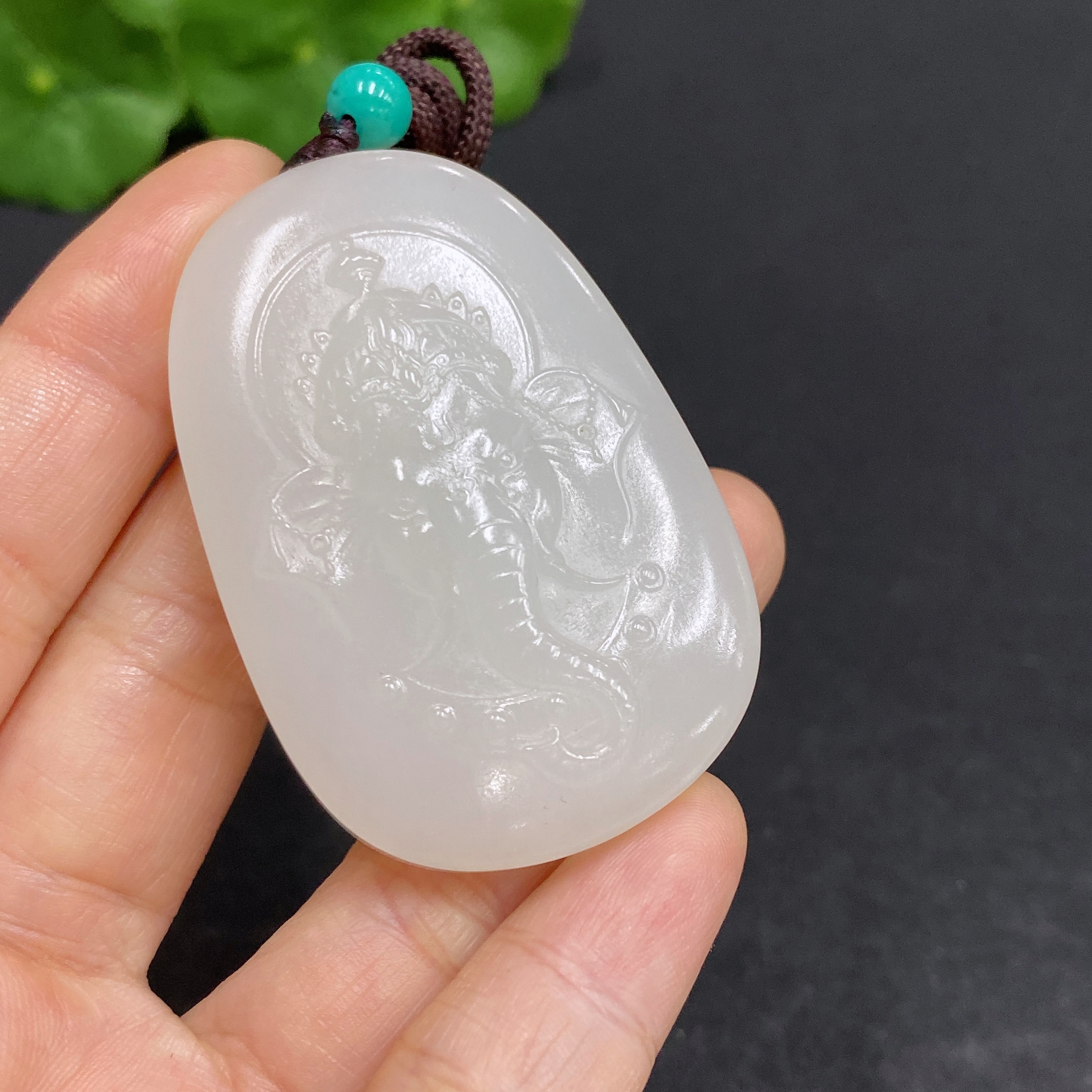 H28280729 Hetian Jade Pendant Ganesha Total Weight (including rope) 40.4g