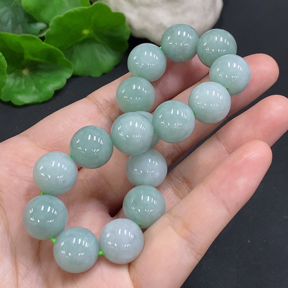 F34050232 Jadeite Bead Necklace Approximately 12.6mm Total Weight About 59.9g