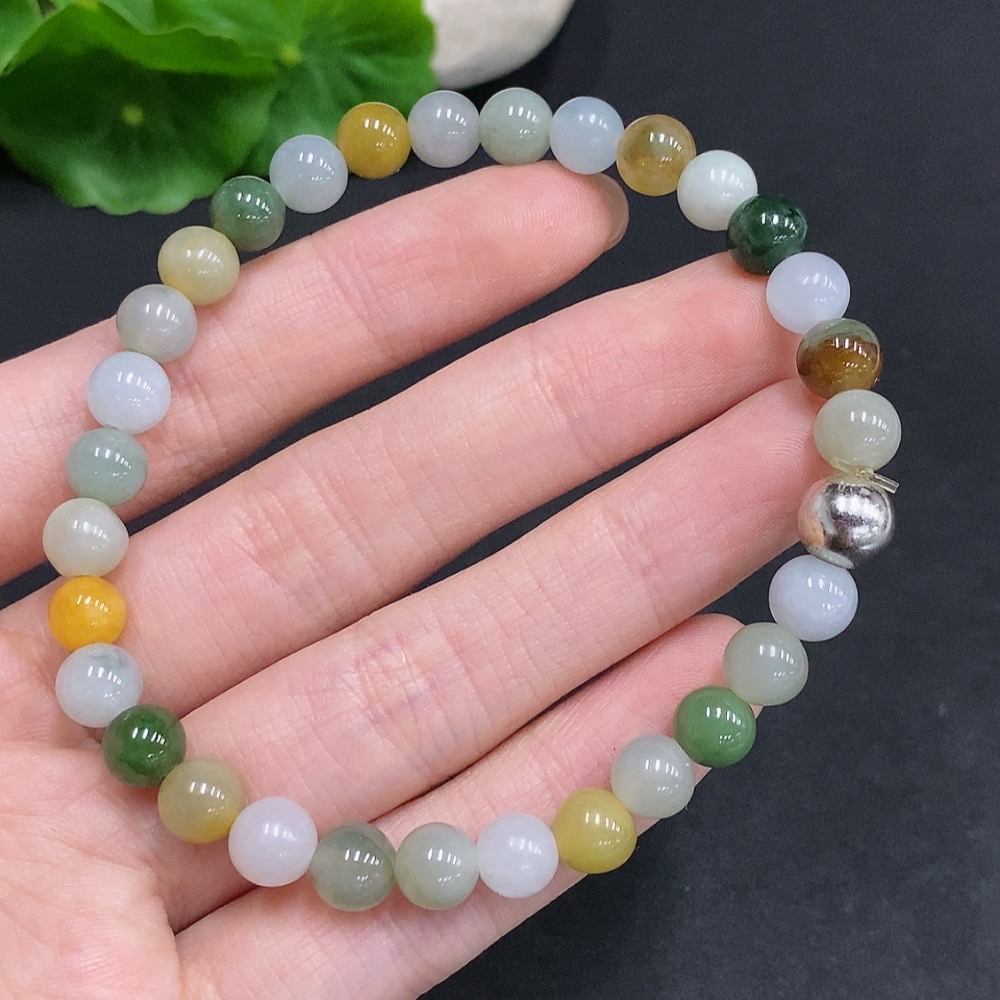 F35078337 Jadeite Bracelet Non-Gold Inlaid Total Weight Approx.17g Size Approx.6.8mm