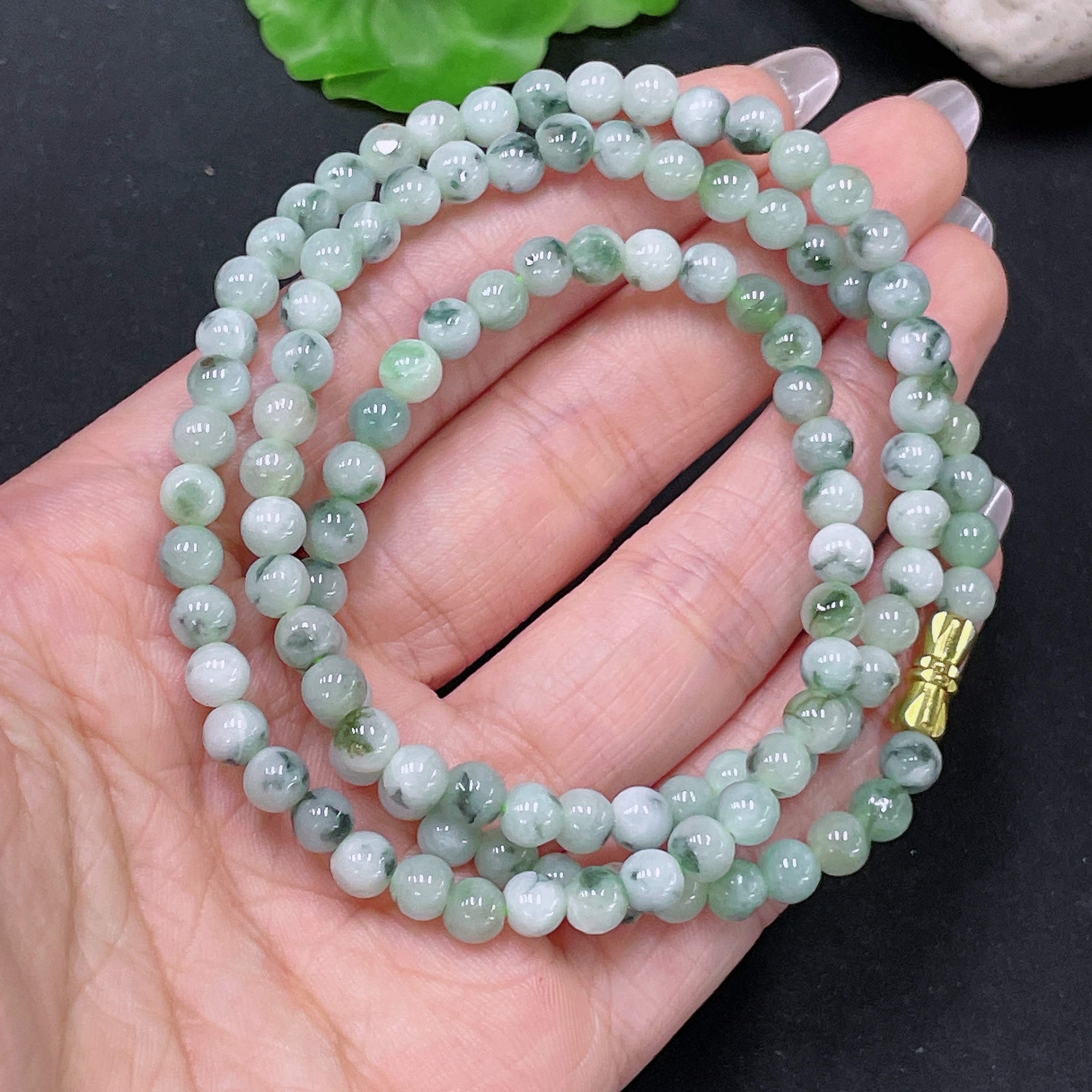 F34065609 Jadeite Bead Necklace Approx. 5mm Total Weight Approx. 27.16g Non-Gold Containing Other Mineral Components