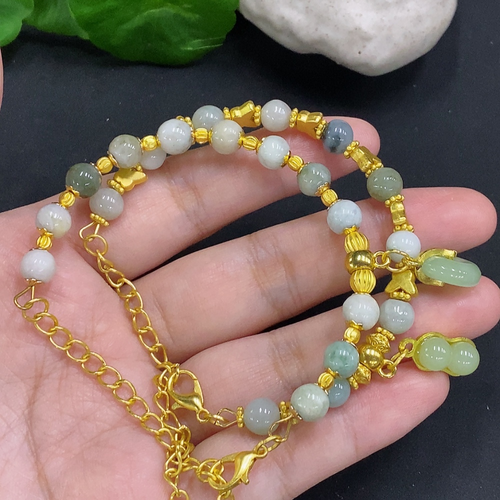 F34001796 Jadeite Beads Strand Sell as a Lot Non-Gold Setting (Contains Other Mineral Components) (Matching Beads Non-Grade A)