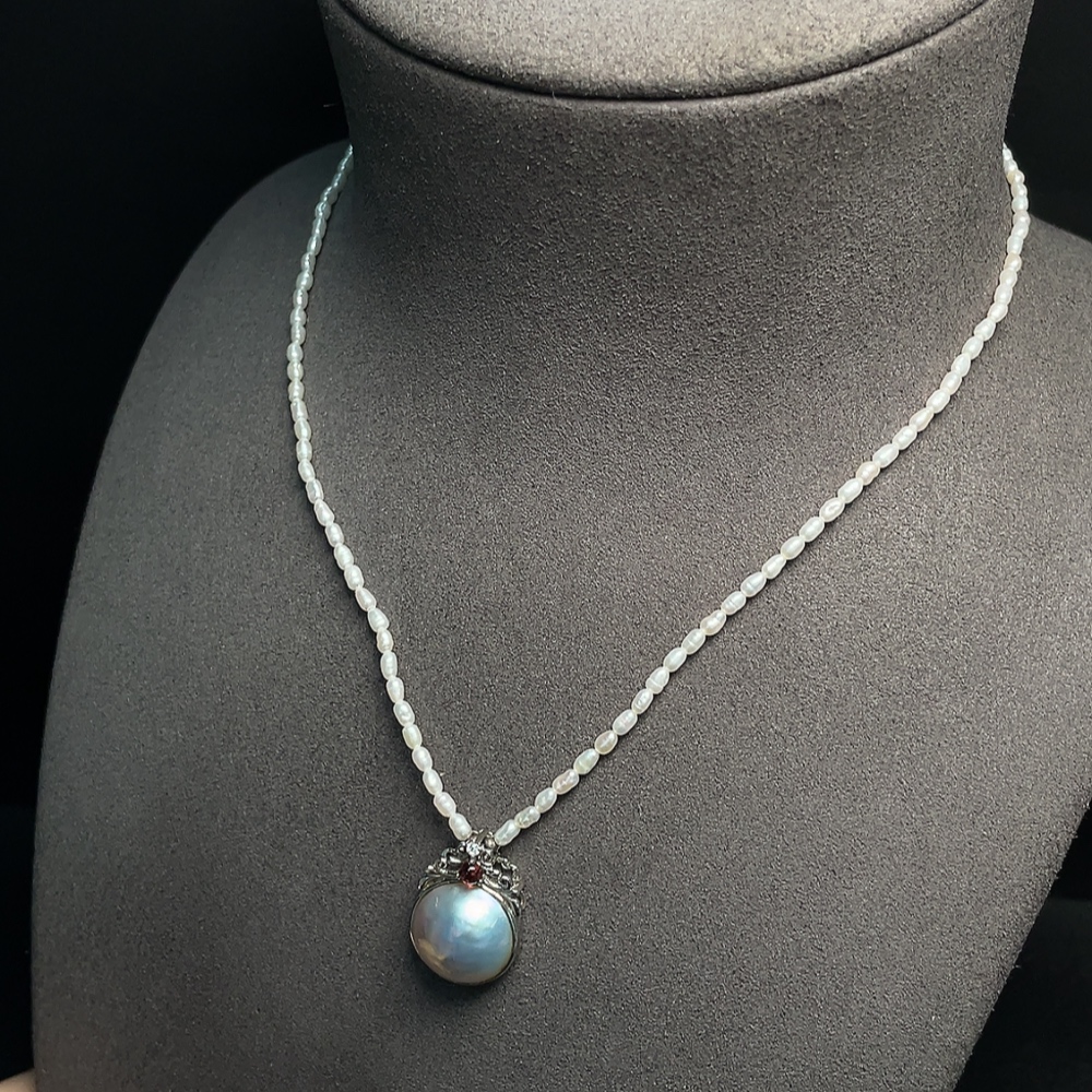 C34992500 Combined Seawater Pearl Pendant with Pearl Necklace Non-Gold Total Product Weight Approximately 7.16g Size 2-13.7mm