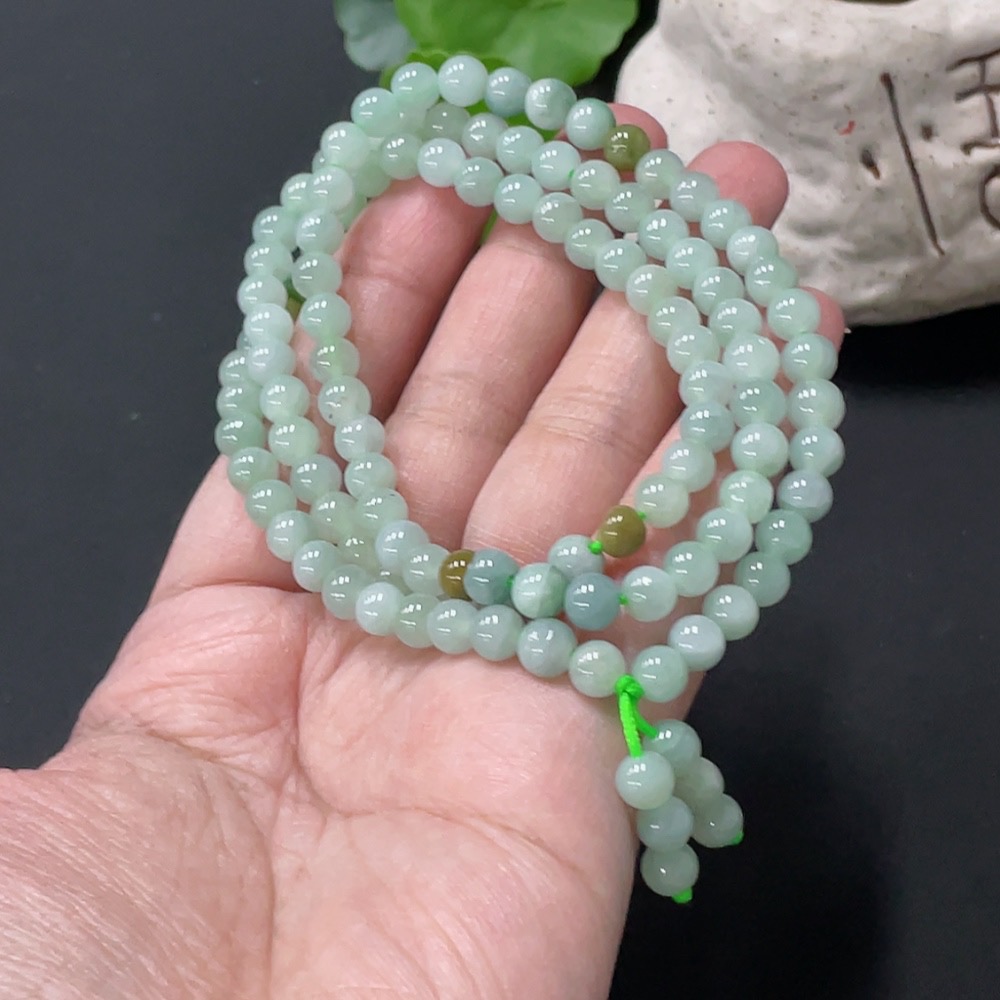 F35145843 Jadeite Beaded Necklace, Approx. 5.8mm, Total Weight Approx. 37.55g