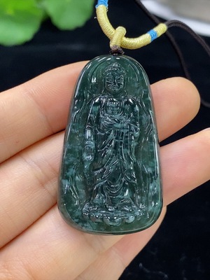 F32731855 JadeitePendant Buddha Amulet Total Weight Approx. 14.1g (including rope)