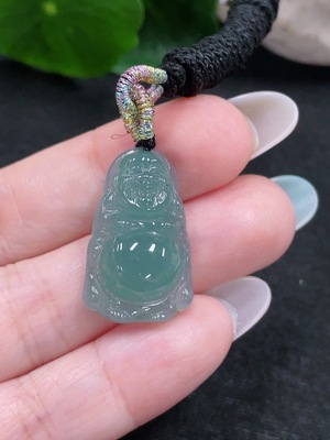 F33873748 Jadeite Standing Buddha Pendant Total Weight Approx. 4.4g (Including Rope Weight)