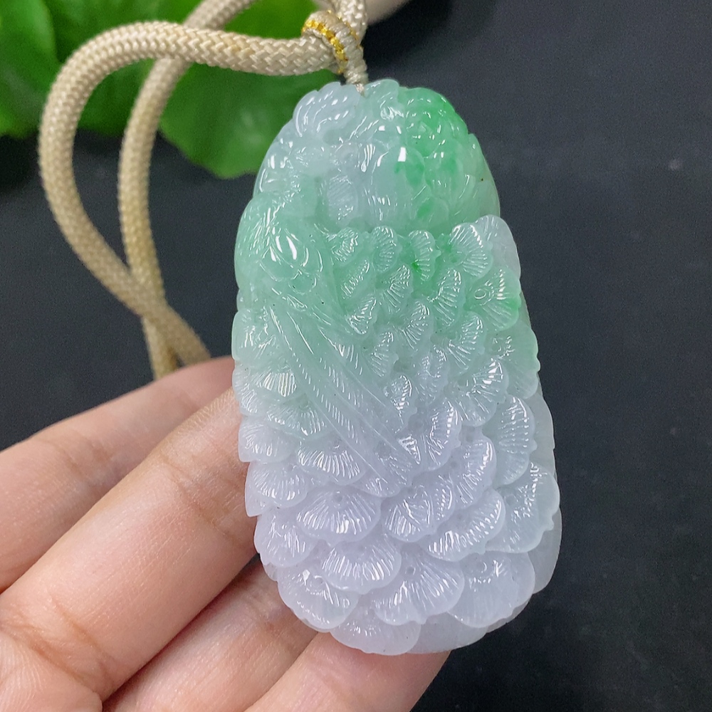 F33829846 Jadeite Peacock Pendant