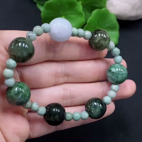 F29346882 Jadeite Bracelet Size 13/5mm Approx. Total Weight About 30.49g with Other Mineral Components