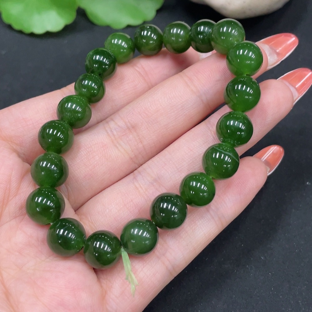 H35085265 Hetian Jade Jasper Bracelet, Approx. 9.3mm, Total Weight Approx. 26.6g