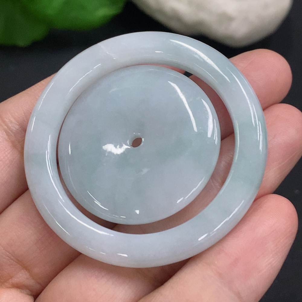 F32801123 Jadeite Mother-Child Button Pendant