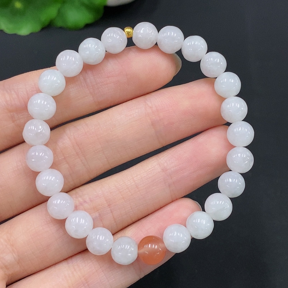 F29337070 Jadeite Bracelet 99% Gold Content Approximately 7mm Beads Total Weight About 15.1g Non-Jadeite Beads Included