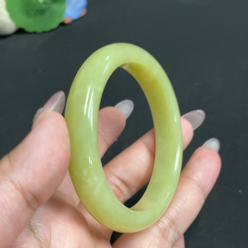 H34956808 Hetian Jade Round Bracelet Size 54.2 Total Weight Approx. 44.6g