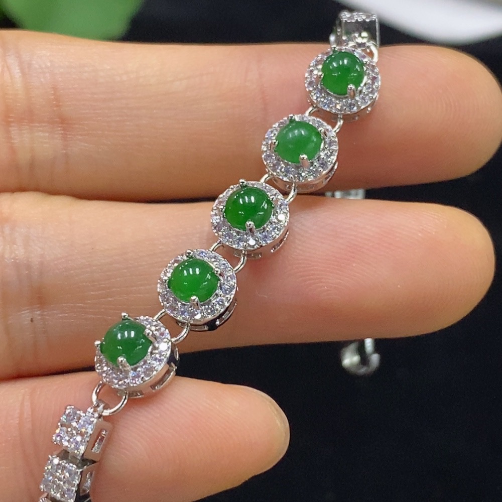F34948001 Jadeite Inlaid Bracelet Non-Gold Total Weight About 7.34g