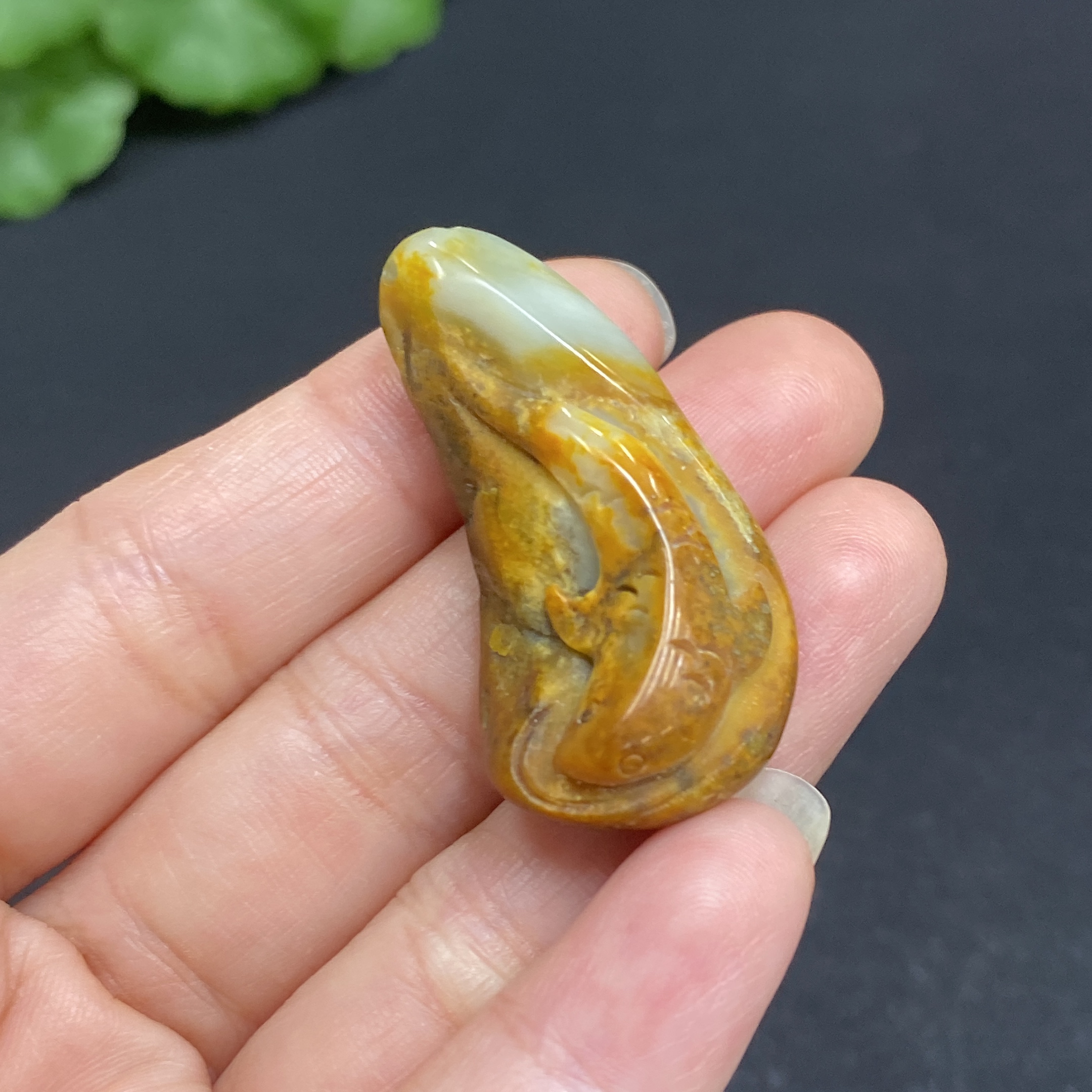 H34036532 Hetian Jade Pendant  Plenty Year after Year  Undetermined Skin Color Origin  Contains Other Mineral Components  Total Weight Approx. 11g