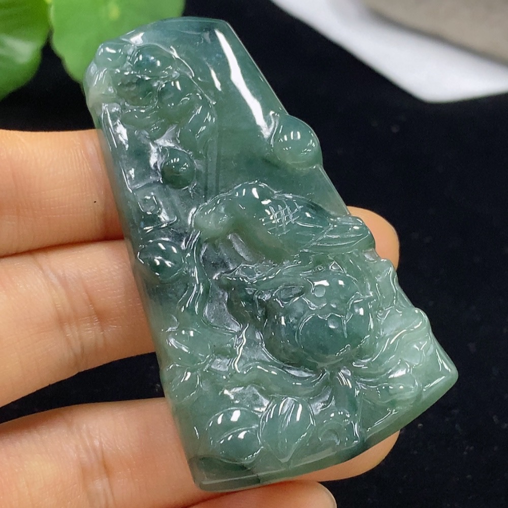F35094327 Jadeite Birds Singing and Flowers Fragrant Pendant