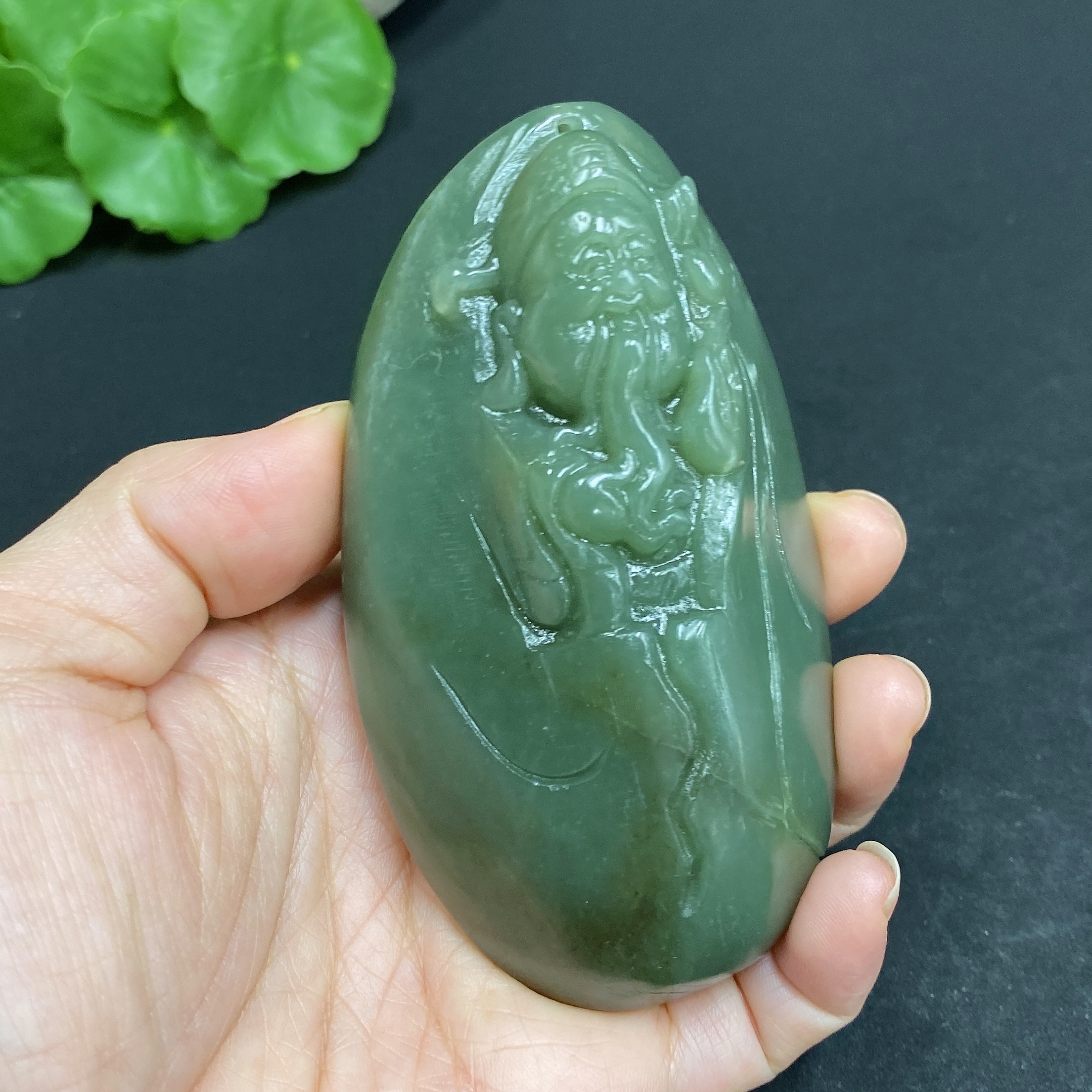 H33878753 Hetian Jade Handheld Carving - God of Wealth, Total Weight Approx. 203.6g