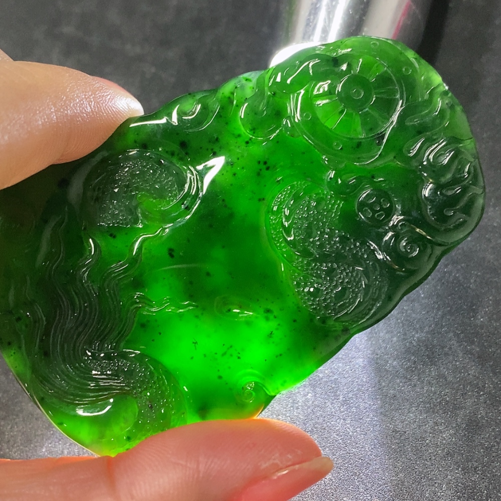 F34030991 Jadeite Pendant Dragon Plaque Total Weight Approx. 56.16g