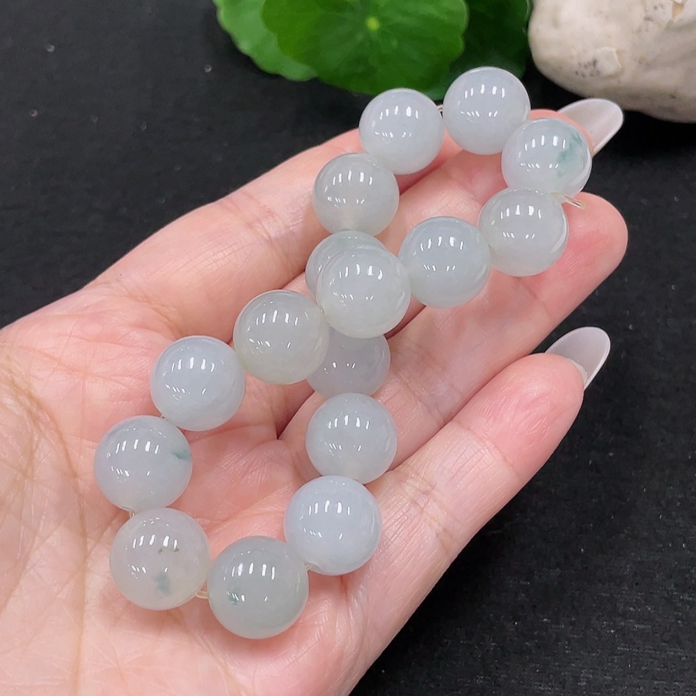 F33899788 Jadeite Bracelet Approx. 12.6mm Beads Total Weight About 53.97g