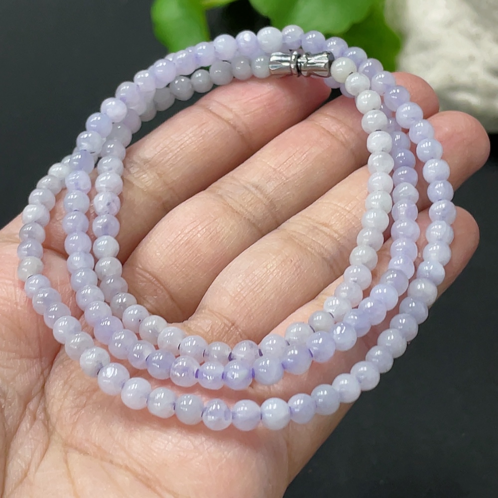 F35108652 Jadeite Bead Necklace Approx. 4.5mm Total Weight Approx. 19.9g Non-Gold Clasp