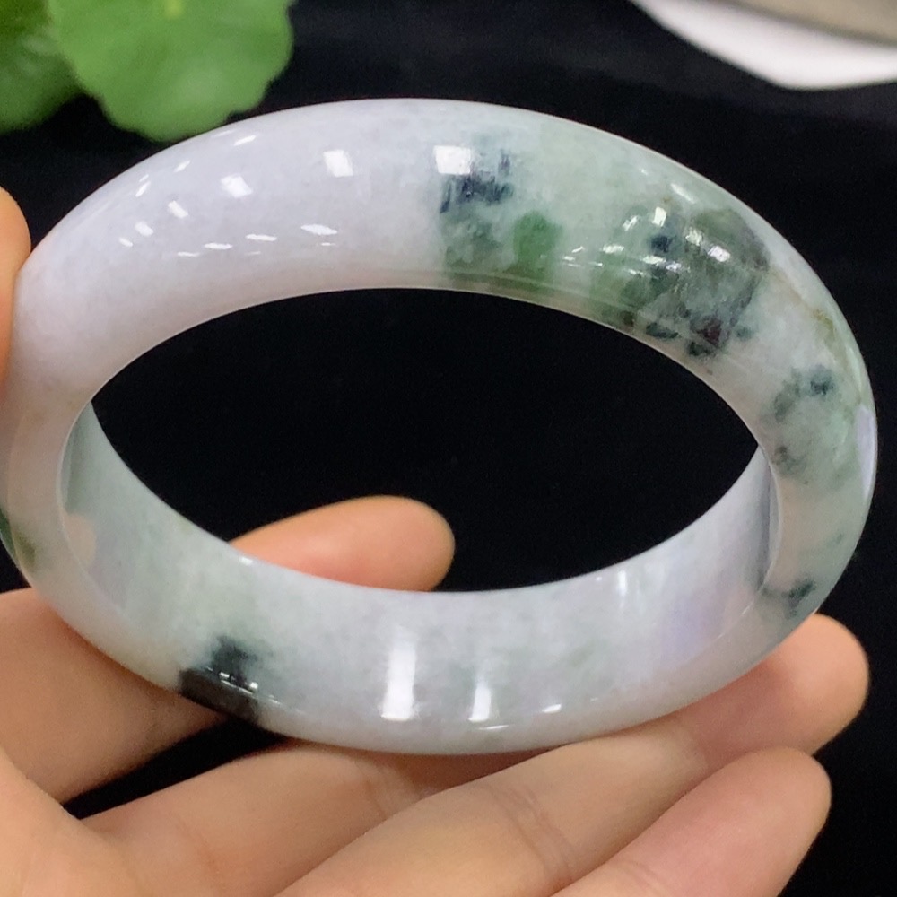 F32790377 Jadeite Round Bangle, Total Weight Approx. 84.74g, Size 59.7, Containing Other Mineral Components