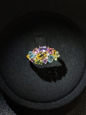 C32815849 Topaz (color origin undetermined) + Crystal + Peridot + Tourmaline + Diamond