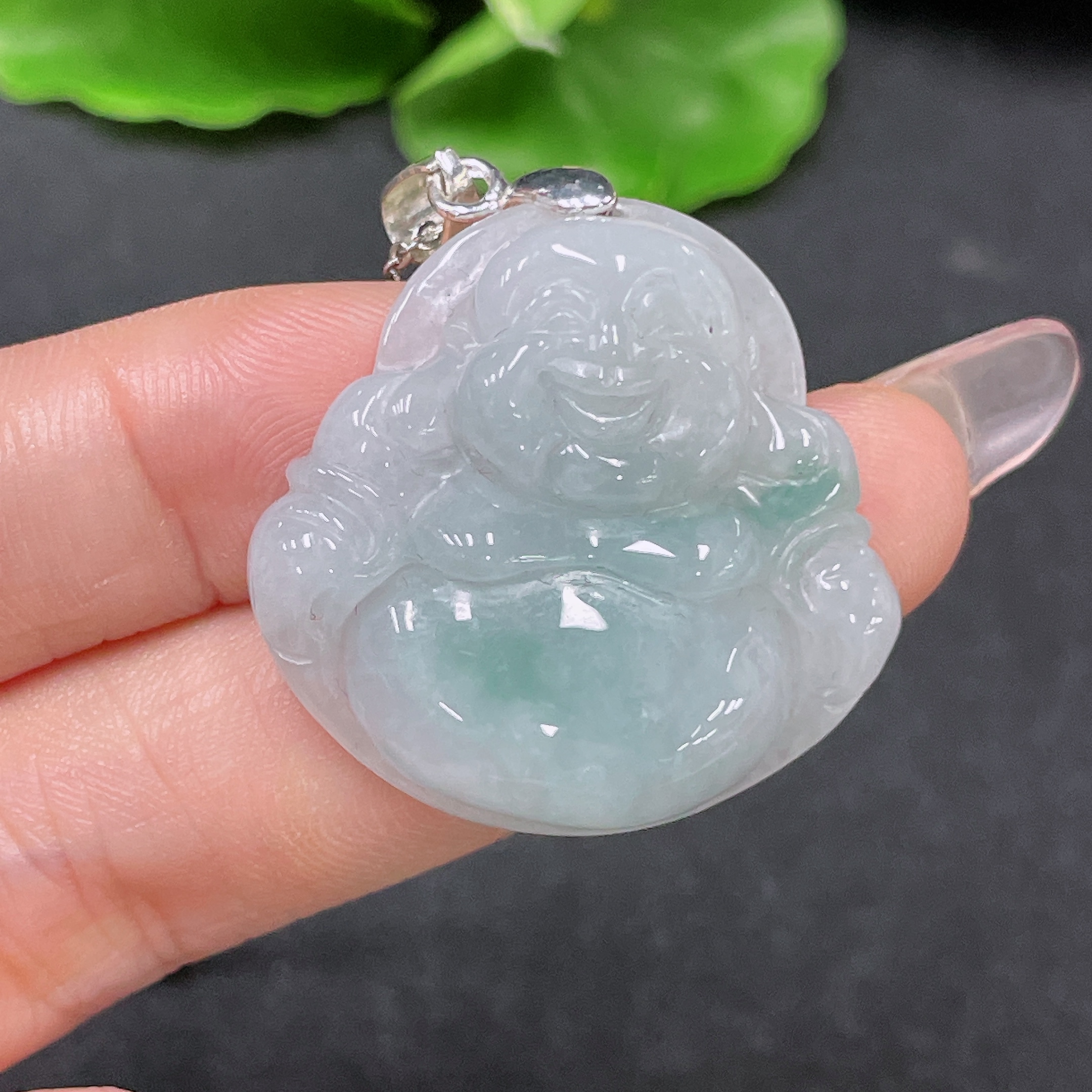 F34047103 Jadeite Pendant Buddha Non-Gold with Chain Total Weight Approx. 11.34g