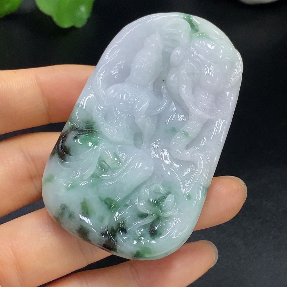 F26029359 Jadeite Samantabhadra Bodhisattva Pendant, Total Weight Approximately 63.98g
