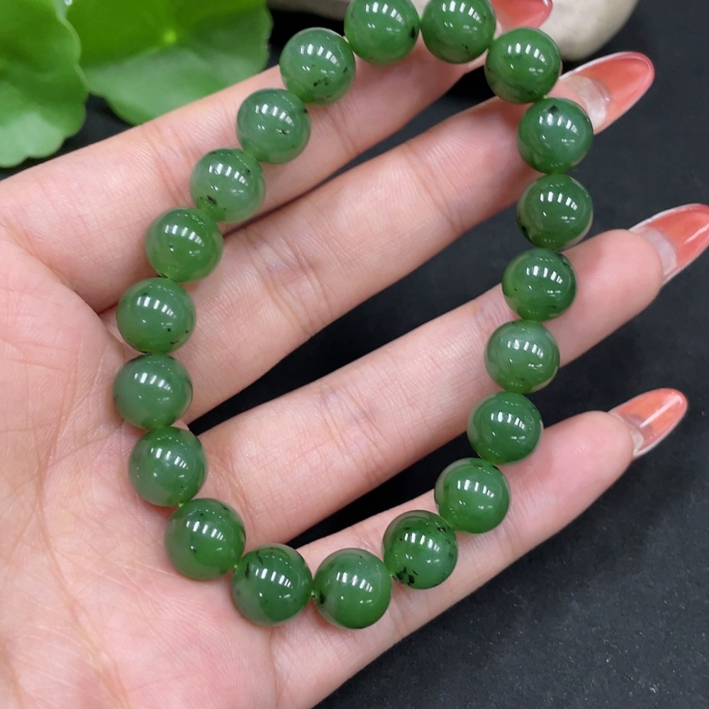 H35084008 Hetian Jade Jasper Bracelet, approx. 9.6mm, total weight approx. 28.1g