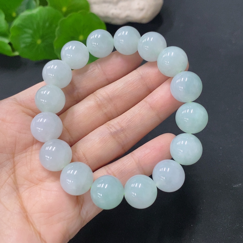 F31594408 Jadeite Beads Bracelet Approx.12.5mm Total Weight 53.42g