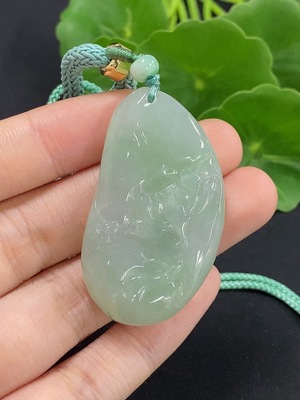 F41882506 翡翠挂件花  配珍珠 货品总重约23.34g