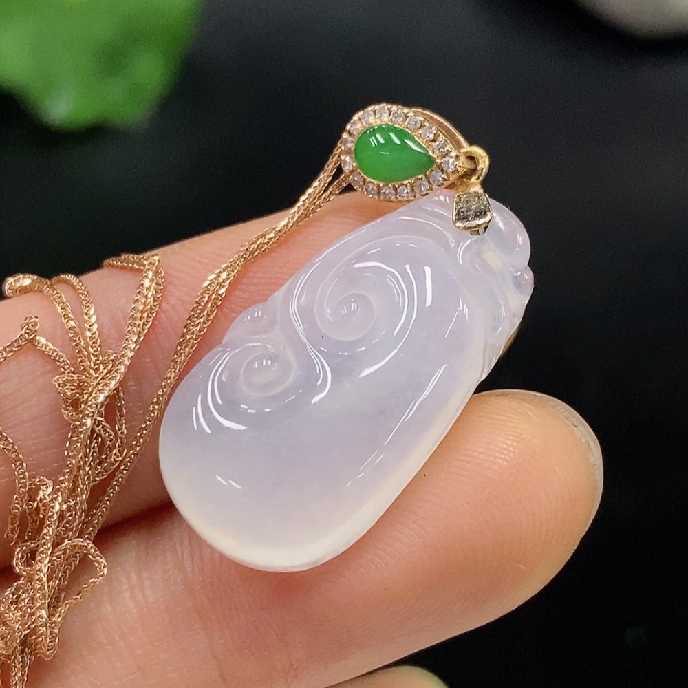 F24791850 Jadeite Ruyi Pendant, 18k Chain, Total Weight Approx. 4.18g