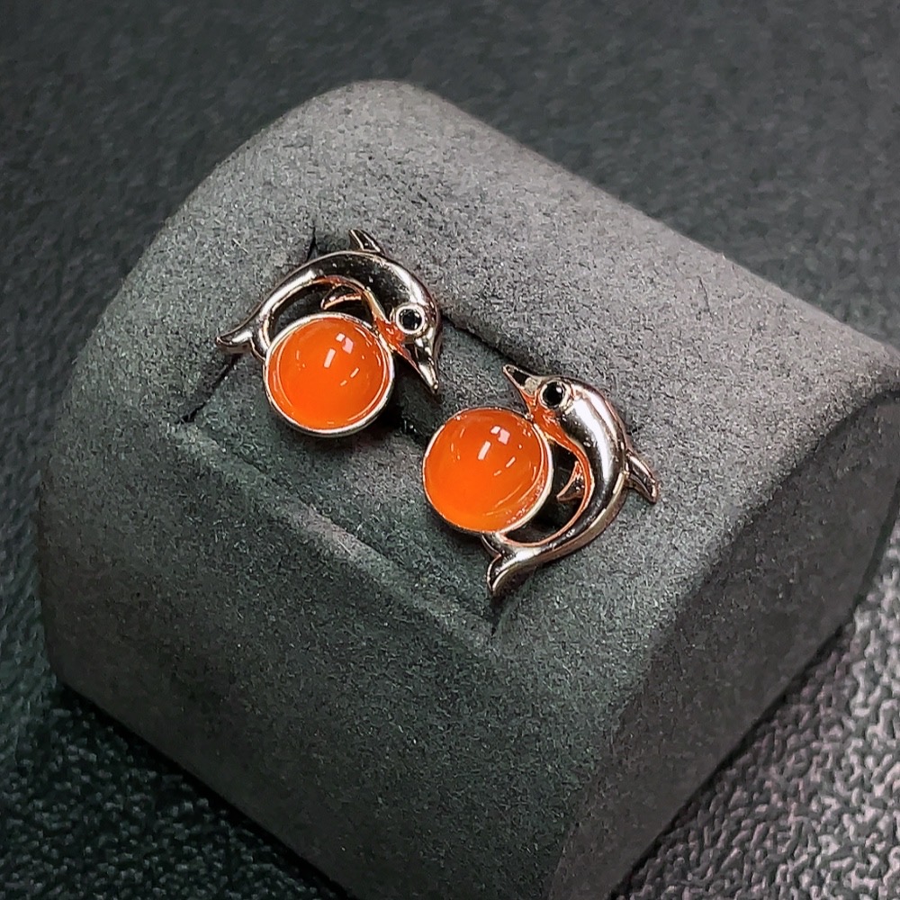 C34039467 South Red Agate Earrings Non-Gold Total Weight Approx. 2.45g Size About 6.2mm