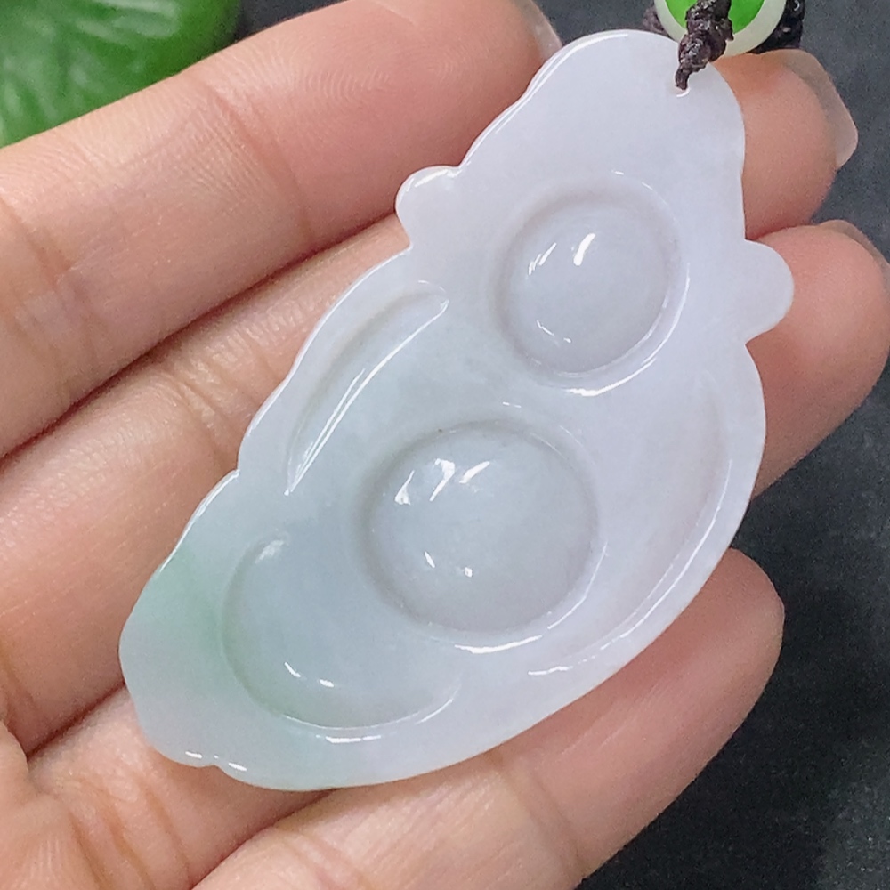 F34041898 Jadeite Pendant of God of Wealth Total Weight Approx. 16.7g Including Rope Non-A Grade Beads