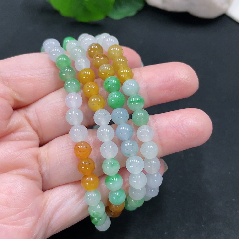 F31580531 Jadeite Beaded Necklace Approx. 6.2mm Total Weight Approx. 43.7g Non-gold Inlaid Color Origin Undetermined