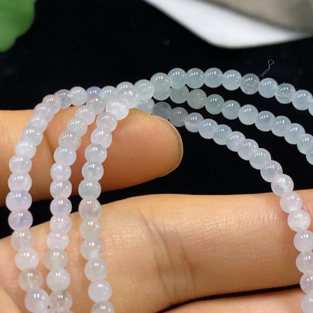 F34024300 Jadeite Bead Necklace Approx. 3.2mm Total Weight Approx. 14.88g Non-Gold